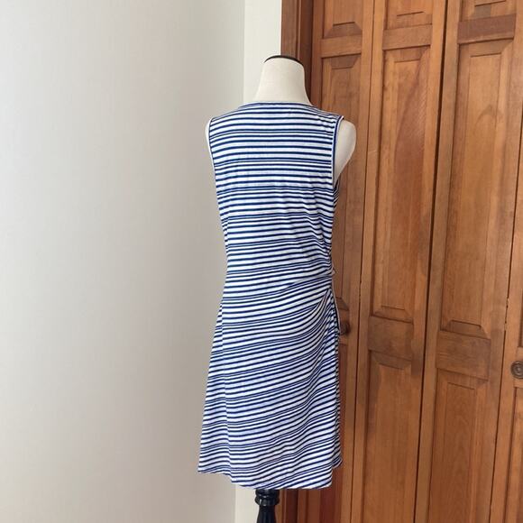 Talbots Blue & White Striped Knit Pullover Dress, Size LP - Picture 3 of 8